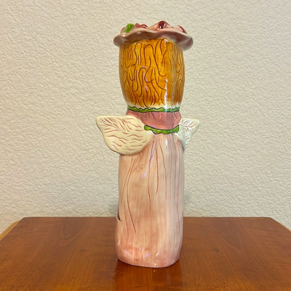 Susan Paley Bella Casa “Grace” Vase by Ganz Handpainted Whimsical / Angel Wings - Picture 2 of 8
